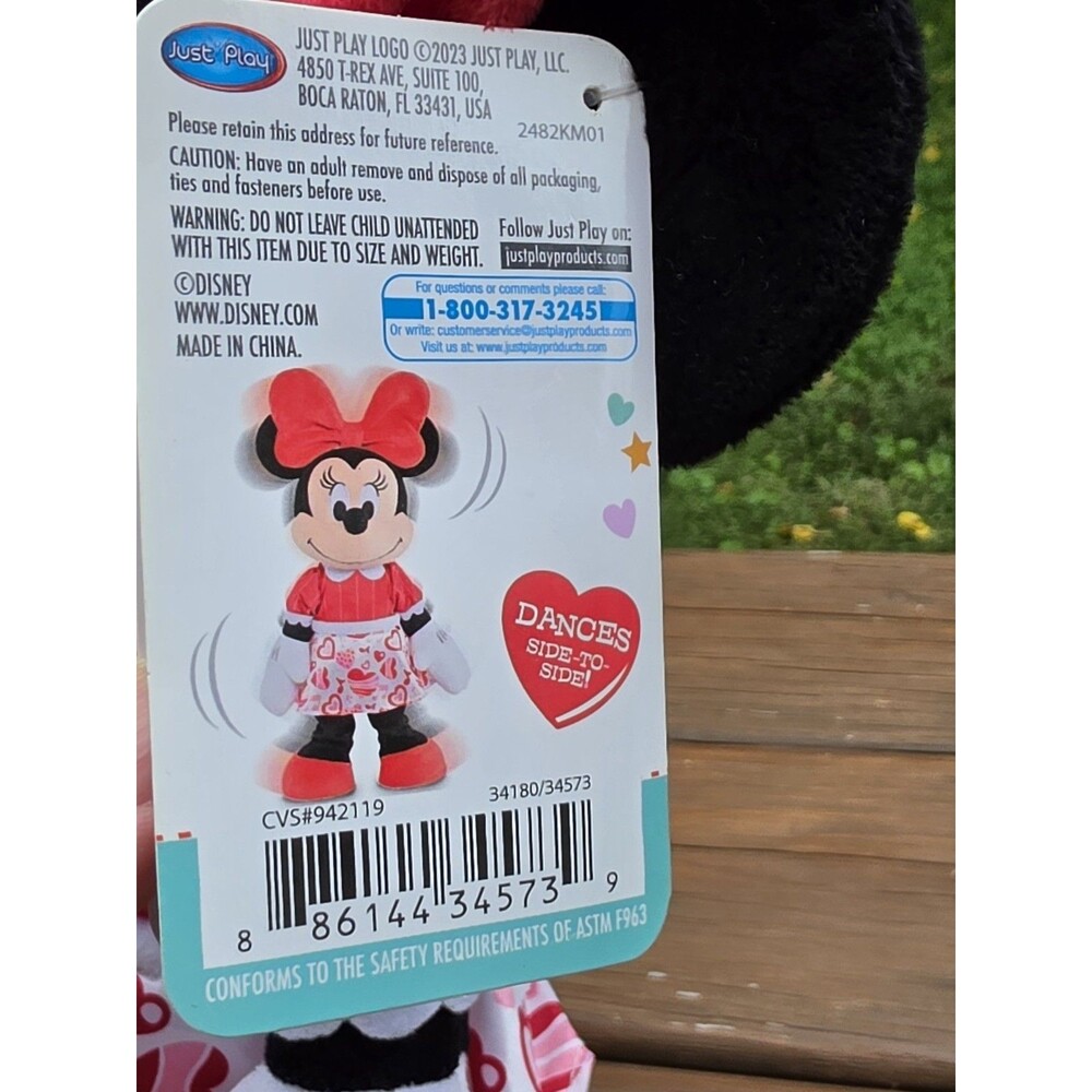 Disney Dancing Minnie Mouse Plush Valentine’s Edition 13" With Tag W/Sound Works - Picture 5 of 11